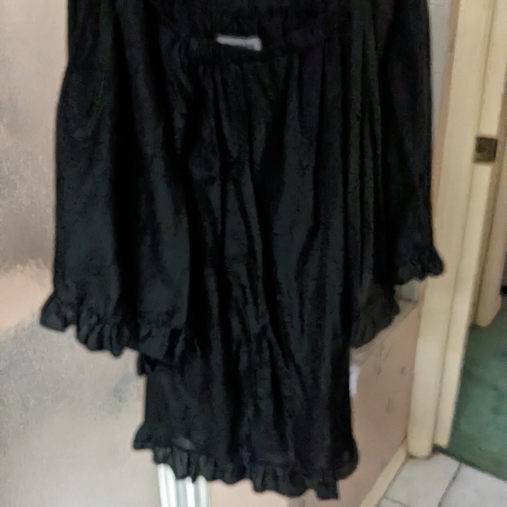Daughters Of The Revolution Black Silk Off Shoulder Dress Tunic Size Small — image 2 of 8